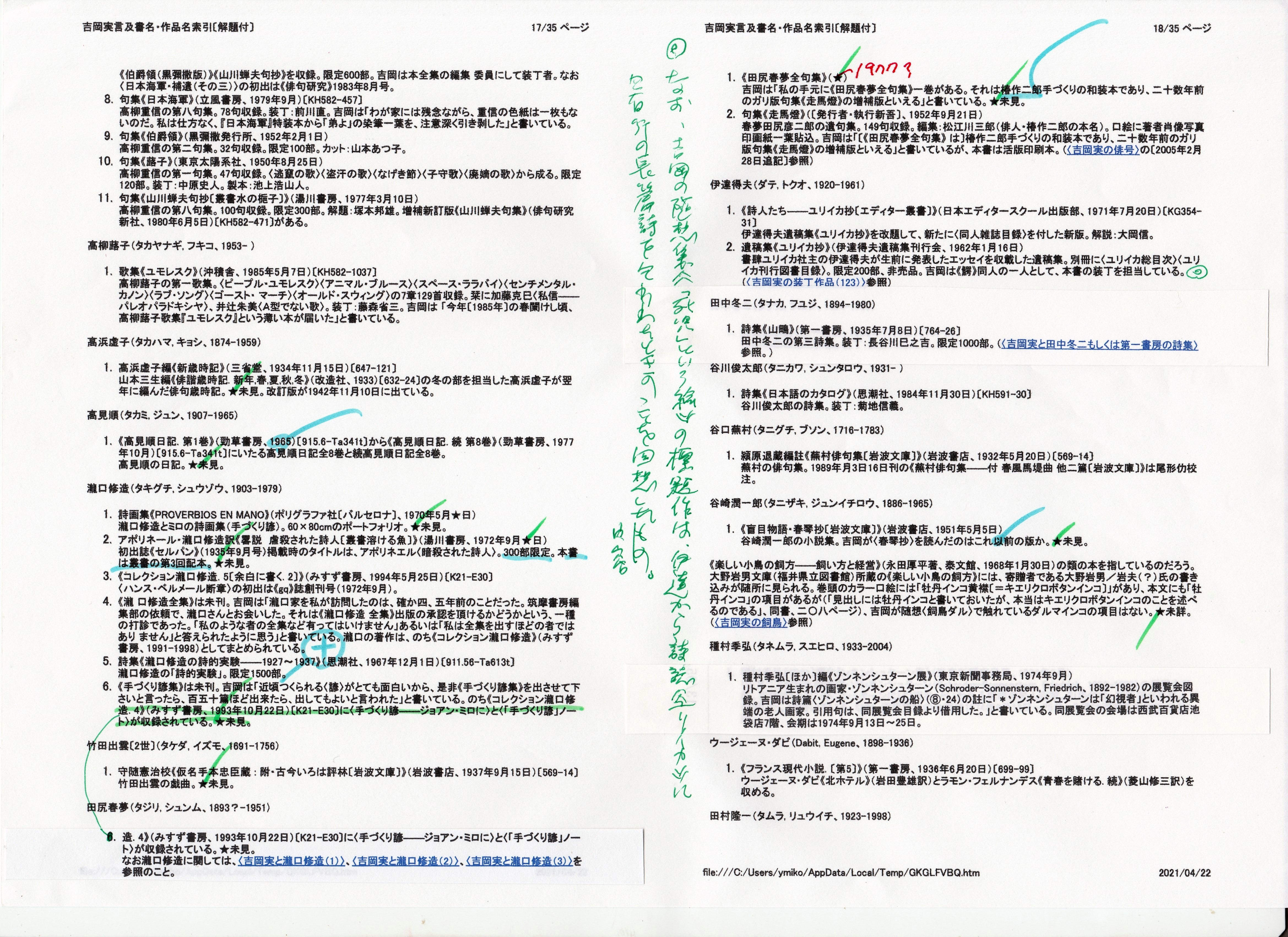 吉岡実言及書名・作品名索引〔解題付〕