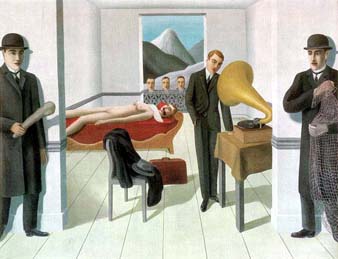 マグリットの油彩画〈殺人者危うし〉（1926）