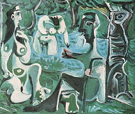 ピカソ〈マネによる「草上の昼食」のヴァリエーション〉（1961、カンヴァスに油彩）